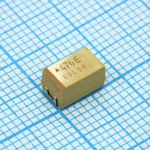 TAJE476K025RNJ, ЧИП-конденсатор танталовый 47мкФ 25В типоразмер E ±10% (7.3х4.3х4.1мм) выводы внутрь SMD 7343-43 0.9Ом 125°С лента на катушке