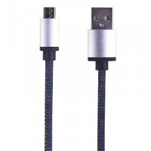 USB кабель microUSB, шнур в джинсовой оплетке 18-4242