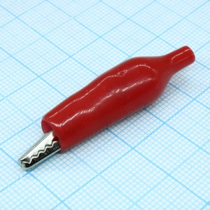 AG-105A-C/R, Зажим "Крокодил" с изолятором красный, 5А, 35мм