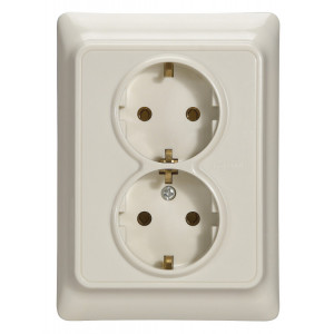 Розетка 2х2К+З 16AX Слоновая кость 782143