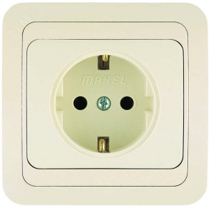 Розетка 1-м СП Mimoza 16А IP20 с заземл.керамика крем./крем. 25008