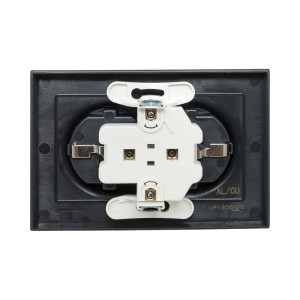 Механизм розетки двойной, 16А, с заземлением, без шторок, с рамкой, графит Эпика EKF UP1-SOG-210