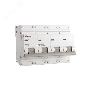 Автоматический выключатель 4P 10А (C) 10kA ВА 47-100 PROxima mcb47100-4-10C-pro