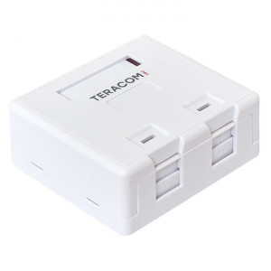 Корпус настенной розетки TERACOM PRO на 2 модуля Keystone со шторками и маркерами белый [TRP-EBOX-2KSTN-WH]