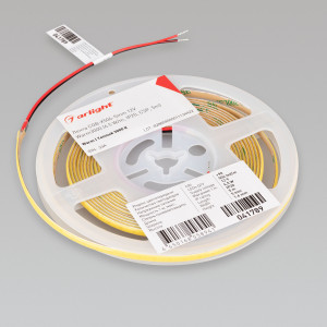 Лента COB-X504-5mm 12V Warm3000 (6.5 W/m, IP20, CSP, 5m) 041789, Лента COB сплошной засветки без видимых светодиодов. Кристаллы CSP 504 шт/м. Цвет свечения ТЕПЛЫЙ 3000K, индекс цветопередачи CRI>90, угол 150°. Мощность 6.5 Вт/м, питание 12 В. Размеры 5000х5х1.6 мм. Мин.отрезок 7.94 мм. 3M скотч для установки. Пакет 5м.