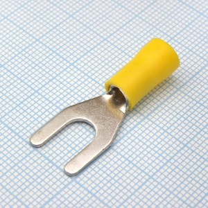 SV5.5-6L  Yellow, наконечник кабельный вилочный с изоляцией d=6.4мм, сеч. пров.4.0-6.0мм2
