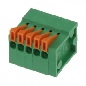 DG141V-2.54-05P-14-00AH, Нажимной безвинтовой клеммный блок на 5 контактов. Зажим типа торцевой контакт. Серия DG141V-2.54