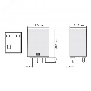 Реле миниатюрное промышленное общего назначения, 2CO, ком. ток 12А, AgSnO?, напряжение 230V AC, опция: тест-кнопка+светодиод IR-230AC-W2CO-D