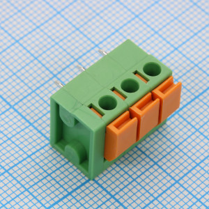 GT142R-5.08-03P-14-00, Нажимной безвинтовой клеммный блок 3 контакта. Зажим типа торцевой контакт. Серия GT142R-5.08