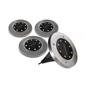 Светильник светодиодный SLR-S14 8SMD грунтовый IP44 корпус нерж. сталь солнечная батарея (уп.4шт) 5041011