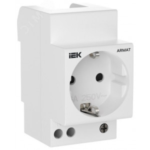 ARMAT Розетка на DIN-рейку 45мм с заземлением с защитными шторками 16А IEK AR-SOD-G-GND-S-016