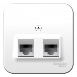 Розетка BLANCA наружная двойная компьютерная RJ45+телефонная RJ11, кат.5e, с изолирующей пластиной, белый BLNIA045111