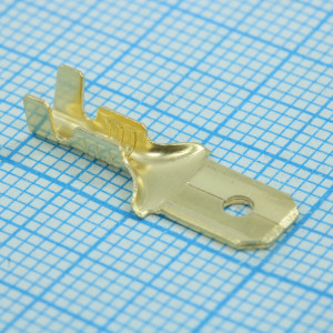 Разъем плоский неизолированный (папа) РП-П 2.5-(6.3), Разъем плоский под двойной обжим, неизолированный (папа) сечение 0.75-2.5 мм2