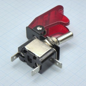 DS KN3B-101A1 с крышкой кр. подсв.12В, 2 положения, 1 группа на замыкание,  подсветка 12в