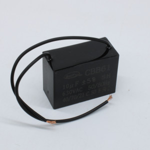 CBB61  10UF  630V, Конденсатор пусковой / рабочий, металлизированный, полипропиленовый в герметизированном прямоугольном корпусе, с гибкими выводами и креплением