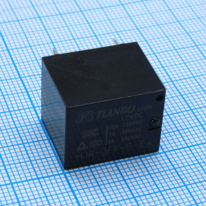 HJR-3FF-12VDC-S-Z-4, Реле силовое 10А одна контактная группа на переключение катушка 12В 0.36Вт