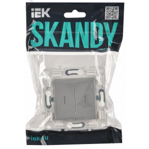 SKANDY Выключатель 2-клавишный с индикацией 10А SK-V09S серебряный IEK SK-V20-1-10-K23