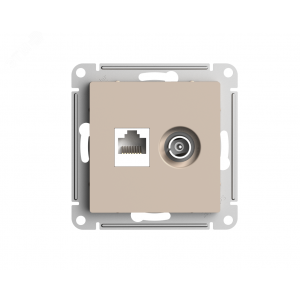 Розетка компьютерная + телевизионная 2-м AtlasDesign RJ45 кат.5E песочн. SE ATN001289