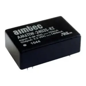 AM6TIW-4824S-RZ, DC/DC, 6Вт, вход 18…75В, выход 24В/0.25А, изоляция 1500В DC, КПД 85%, максимальная емкостная нагрузка не более 47мкФ, DIP24, 31.75x20.32x10.16мм, -40…85°C, пластик
