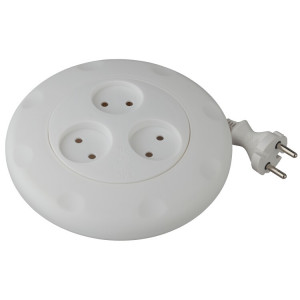 Удлинитель электрический UR-3-3m-W рулетка без заземления 3 розетки 3м 2x0,75мм2 10А белая Б0019038