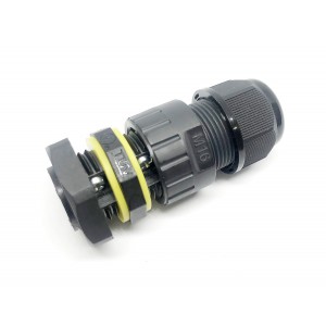 Муфта соединительная 3 пол. М16 каб/апп, Муфта соединительная М20, кабель/аппарат, 3 полюса, IP68, пружинная фиксация провода, сечение провода: 0.5 - 2.5 мм кв., диаметр кабеля: 5 - 9 мм, номинальные характеристики: 400 V; 16 A; пластик, цвет черный