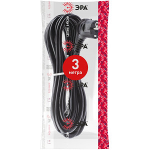 Шнур сетевой с вилкой 3м с заземл. ПВС 3х1.5 черн. U-3x1.5-3m-B Б0048709
