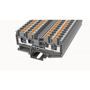 Проходная клемма DS6-QU-01P-11-00Z(H), Проходная клемма, 4 точки подключения, тип фиксации провода: Push-in, номинальное сечение: 6 мм кв., 41A, 1000V, ширина: 8,2 мм, цвет: серый, тип монтажа: DIN35, втычная перемычка,
