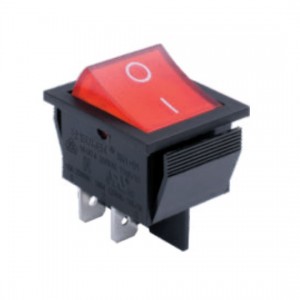 RK1-01 2X1N B/R"0-", Выключатель клавишный ON-OFF с подсветкой цвет корпуса (черный) цвет кнопки (красный)