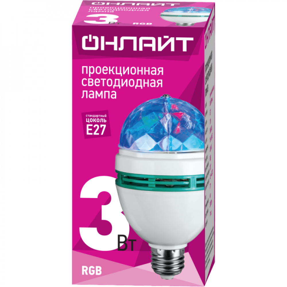 Изображение товара Лампа светодиодная 61 120 OLL-DISCO-3-230-RGB-E27 3Вт 61120