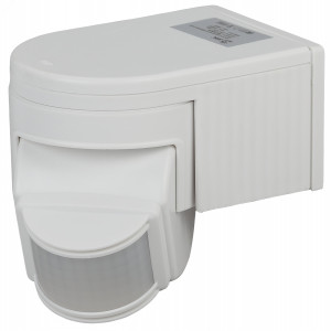 MD 012 Датчик движения белый, макс. нагрузка 1100Вт, угол обзора 180град., дальность 12м, IP44 Б0043789