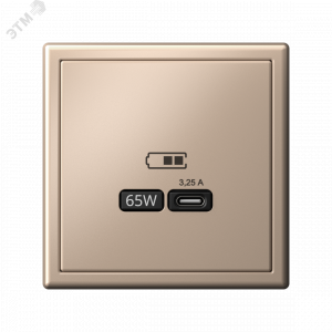 ARTGALLERY USB розетка тип-С 65Вт высокоскор.заряд. QC, PD, механизм, песочный GAL001227