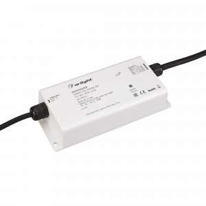 Контроллер SMART-K34-RGBW-WP (12-36V, 4x5A, 2.4G) 029919, Влагозащищенный (IP67) контроллер для светодиодной RGBW ленты (ШИМ). Питание/рабочее напряжение 12-36VDC, максимальный ток 5A на канал, 4 канала, максимальная мощность 240-720W. Корпус - PVC. Габариты 176х78х38 мм. Управляется пультами и панелями серии SM