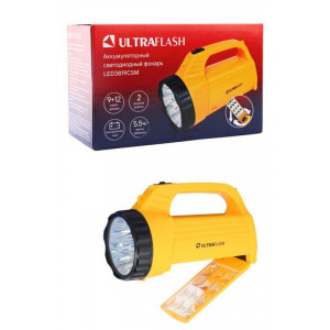 Фонарь аккумуляторный LED3819CSM 9LED + 12SMD 2 режима аккум. SLA 220В желт. 12102/ 12860