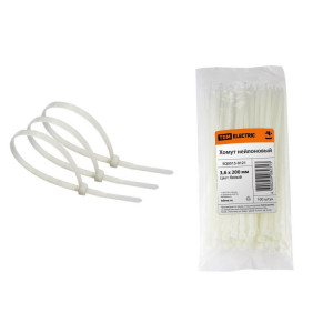Хомут 3,6х200мм нейлон (белый) (100шт) SQ0515-0121