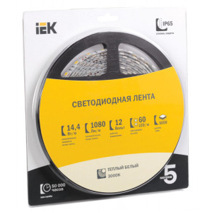 Лента LED 5м блистер LSR-5050WW60-14,4-IP65-12V нМ LSR2-1-060-65-1-05