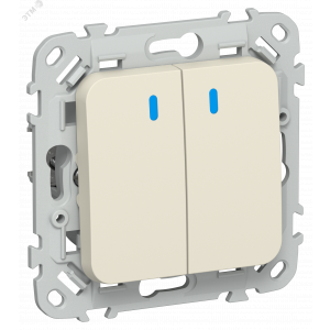 FLITE Выключатель 2-клавишный с индикацией 10А ВС12-1-1-ФлСл сливочный IEK FI-V20-1-10-1-K86