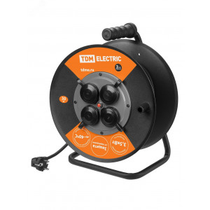 Удлинитель силовой УХз16-004 (метал. катушка, А3, 4 места IP44/30м КГ 3х2,5) SQ1301-0170