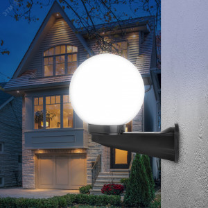 НБУ 01-60-201 Светильник садово-парковый шар опал с настенным крепежом D200mm Е27 (2/60) Б0048074