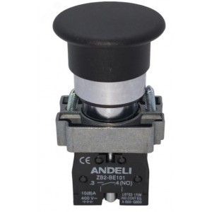 КНОПКА XB2-BС21 "ГРИБОК" БЕЗ ПОДСВЕТКИ Ч, КНОПКА XB2-BС21 "ГРИБОК" БЕЗ ПОДСВЕТКИ ЧЕРНЫЙ 1НО (ANDELI)