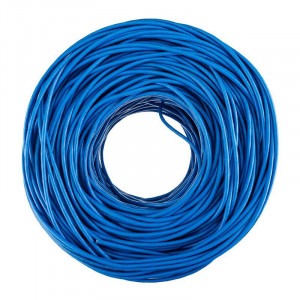 Кабель витая пара U/UTP, CAT 6, PVC, 23AWG, INDOOR, SOLID, синий, 305 м, внутренний без экрана, CAT6e, одножильный, 4x2x0,57мм 23AWG, бухта 305м