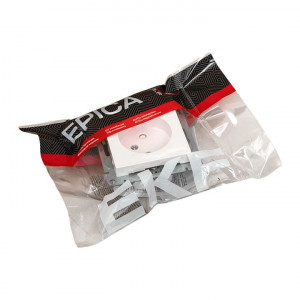 Механизм розетки, 16А, без заземления, со шторками, белый Эпика EKF UP1-SOW-101