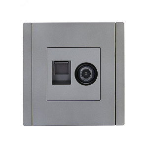 FORTE&PIANO Розетка двойная TV+RJ45 кат.5E FP536 сталь IEK FP-AK20-1-K46