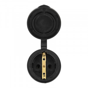 Розетка переносная влагозащ. с крышкой 16А IP44 230В 2P+PE каучук 111-004-4