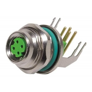 21420000019, Цилиндрические метрические разъемы M8-PCB-THT-2PC-4P- DCOD-F-ANG-SHLD