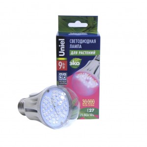 Лампа LED для растений Uniel 9W, E27, 110*60, красно-синий свет