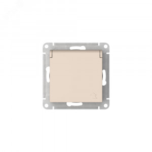 ATLASDESIGN РОЗЕТКА с заземлением со штораками с крышкой, 16А,IP20,мех., быстрозажимные клеммы, БЕЖЕВЫЙ ATN000246S