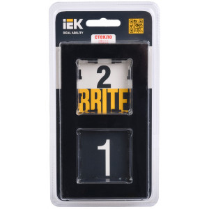 Рамка 2-м BRITE РУ-2-2-БрЧ стекло черн. BR-M22-G-K02