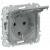 FLITE Розетка с заземлением с защитными шторками и крышкой безвинтовое крепление 16А IP44 РСшкр11-1-44-ФлС серый IEK FI-R16-16-1-44-K03