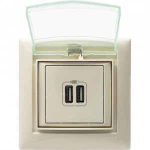 VALENA Розетка двойная USB слоновая кость 774170