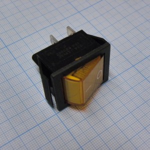 IRS-201-1A3-Y/B, Переключатель ON-OFF с подсветкой 15A 250VAC 10000 циклов плоская кнопка желтая